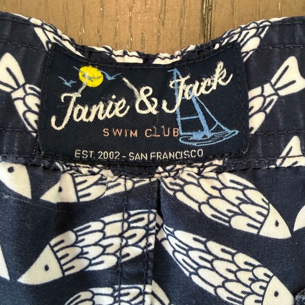 Janie and Jack Toddler Boys’ Blue Fish Swim Trunks & Board Shorts • Size 4 (XS) - Picture 4 of 12